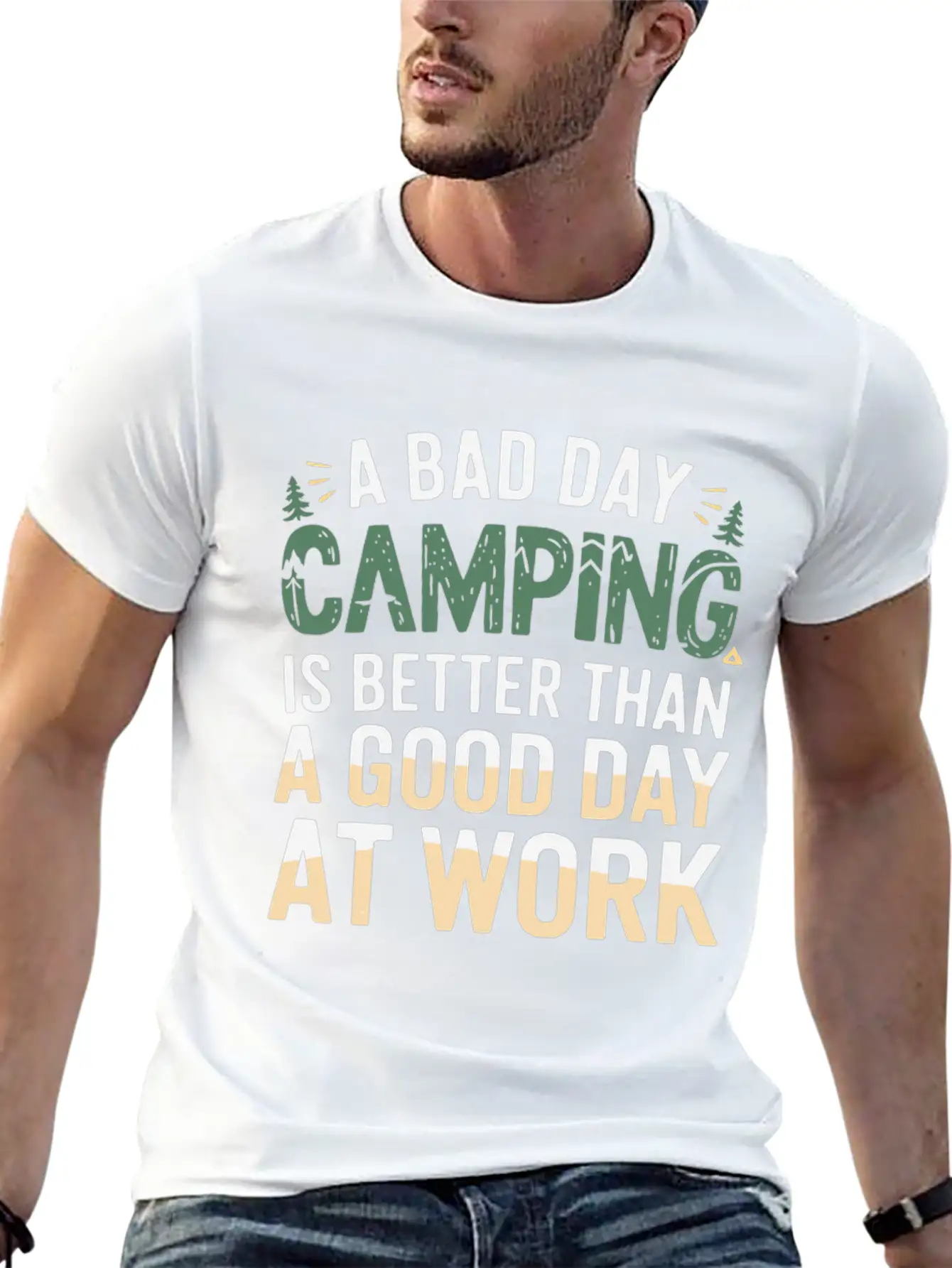 A Bad Day Camping Is Better Than A Good Day At Wor Timeless Short Sleeve Tee – Comfy And Minimalist Design