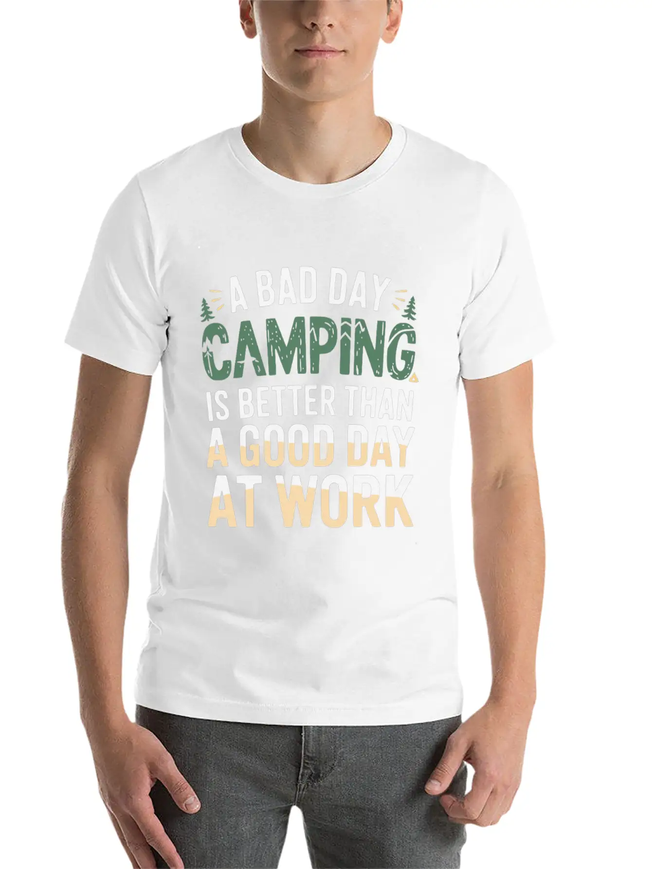 A Bad Day Camping Is Better Than A Good Day At Wor Timeless Short Sleeve Tee – Comfy And Minimalist Design