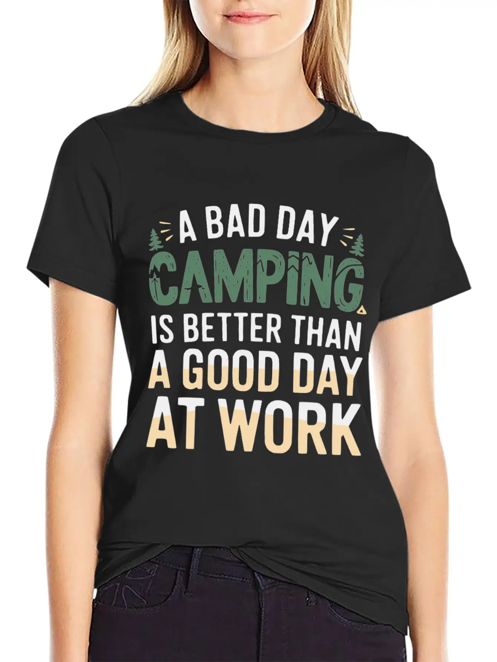 A Bad Day Camping Is Better Than A Good Day At Wor Timeless Short Sleeve Tee – Comfy And Minimalist Design