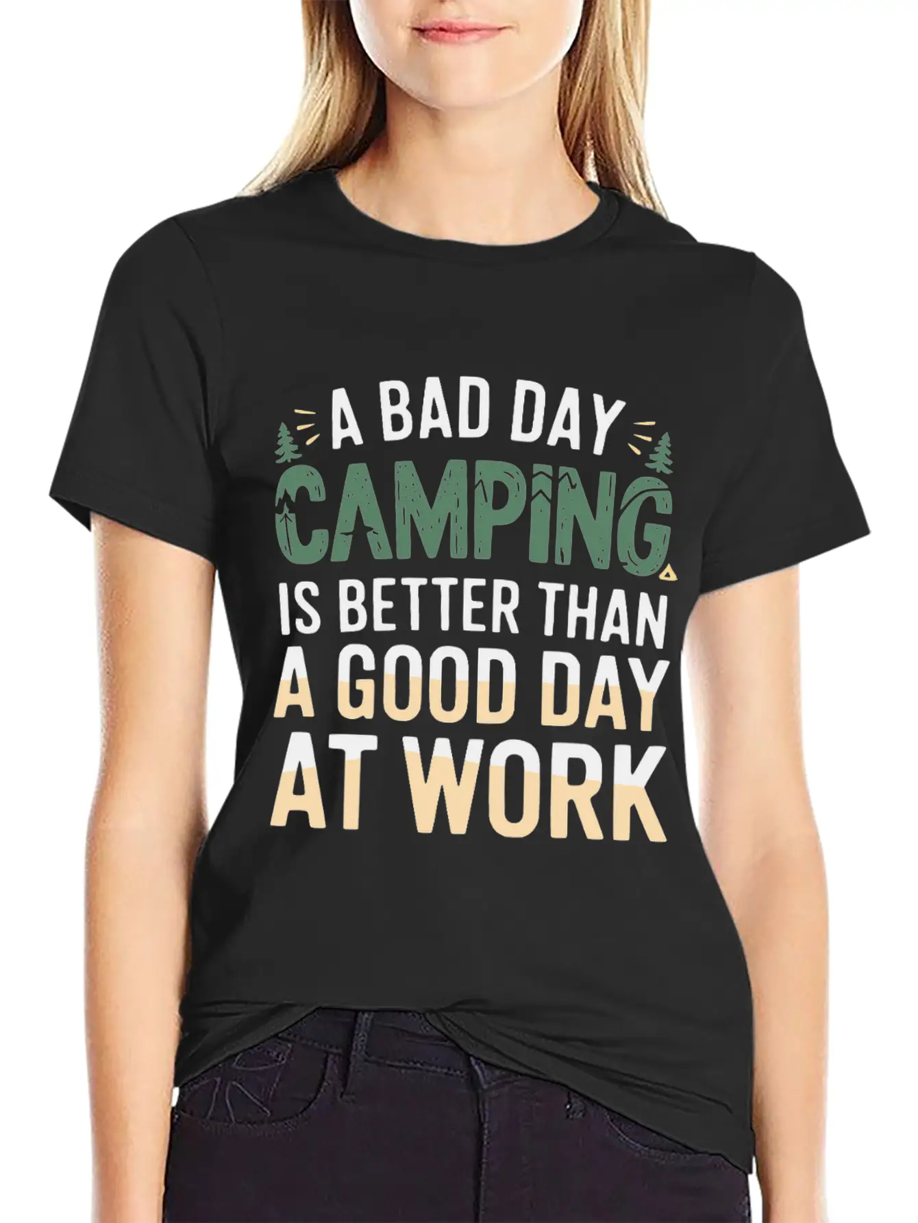 A Bad Day Camping Is Better Than A Good Day At Wor Timeless Short Sleeve Tee – Comfy And Minimalist Design