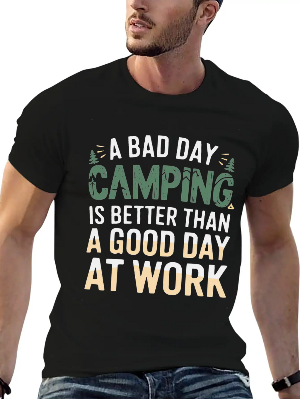 A Bad Day Camping Is Better Than A Good Day At Wor Timeless Short Sleeve Tee – Comfy And Minimalist Design