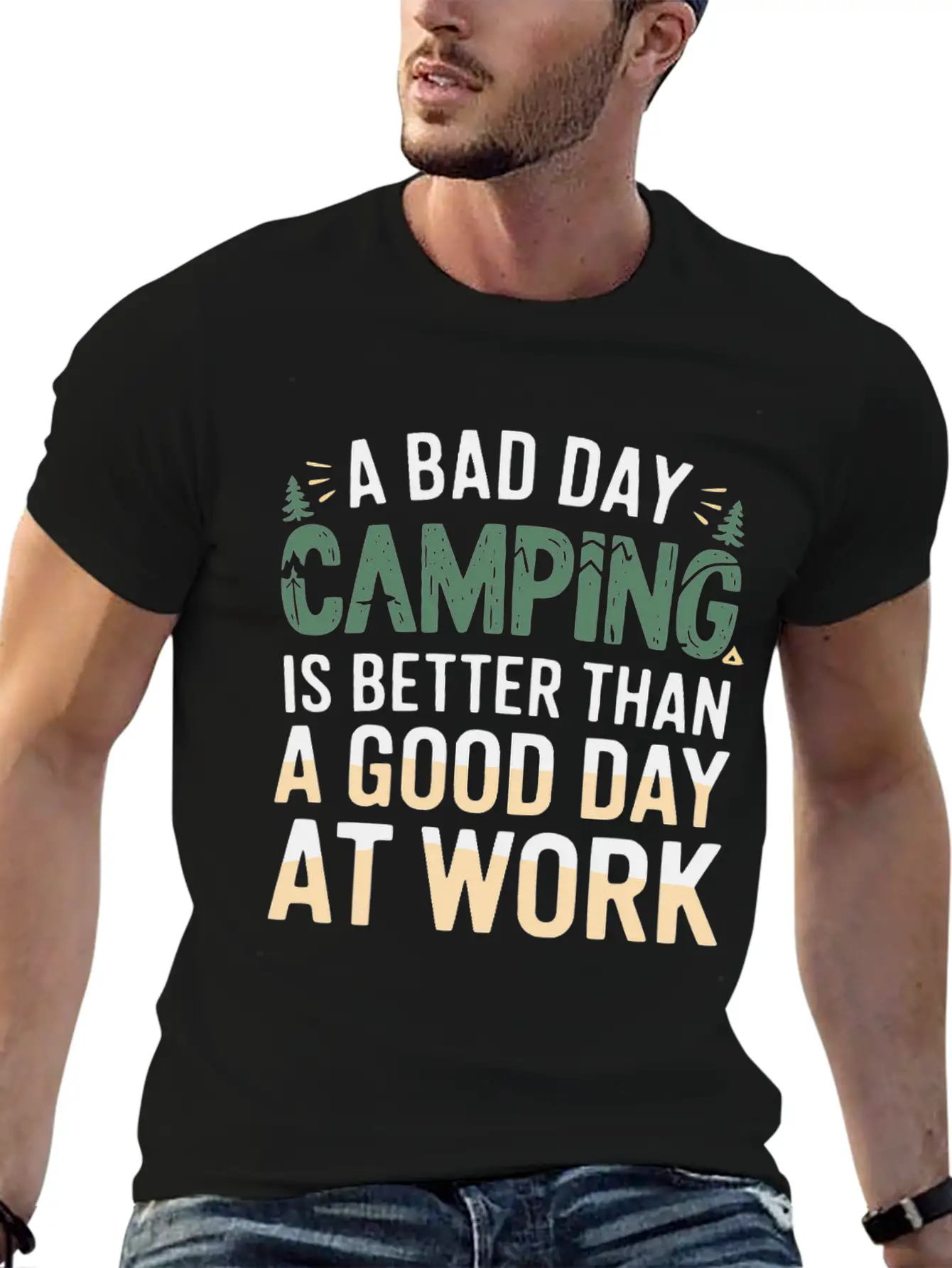 A Bad Day Camping Is Better Than A Good Day At Wor Timeless Short Sleeve Tee – Comfy And Minimalist Design