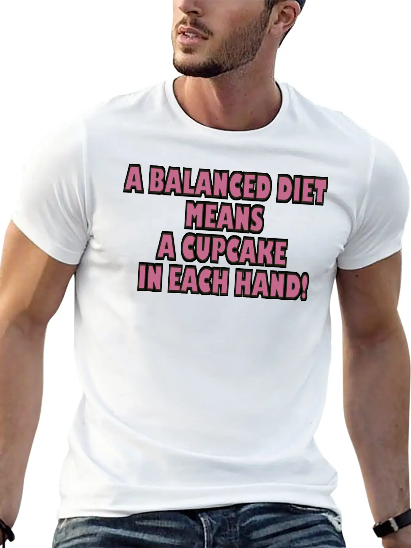 A BALANCED DIET MEANS A CUPCAKE IN EACH HAND Classic Cotton Tee – Unisex Comfort For Any Season