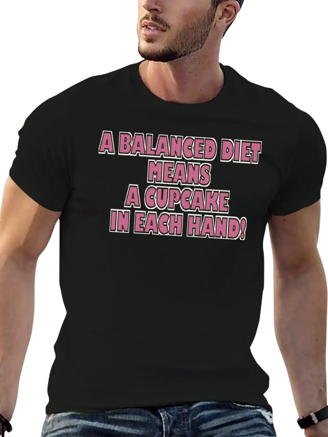 A BALANCED DIET MEANS A CUPCAKE IN EACH HAND Classic Cotton Tee – Unisex Comfort For Any Season