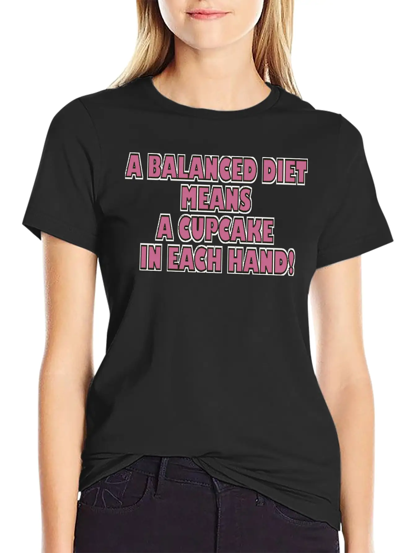 A BALANCED DIET MEANS A CUPCAKE IN EACH HAND Classic Cotton Tee – Unisex Comfort For Any Season