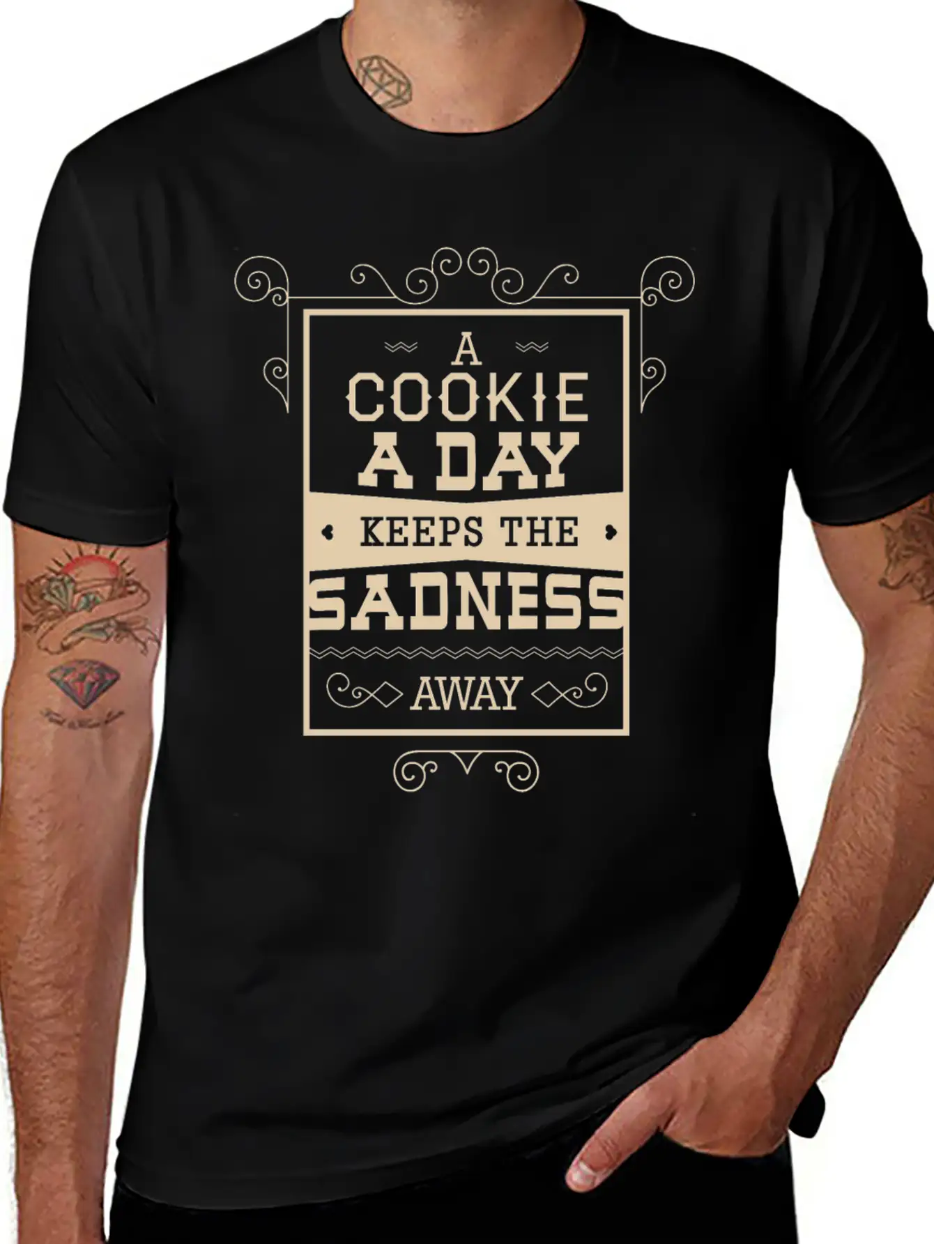 A Cookie A Day Keeps The Sadness Away Breathable Graphic T-Shirt – Perfect For Casual Days
