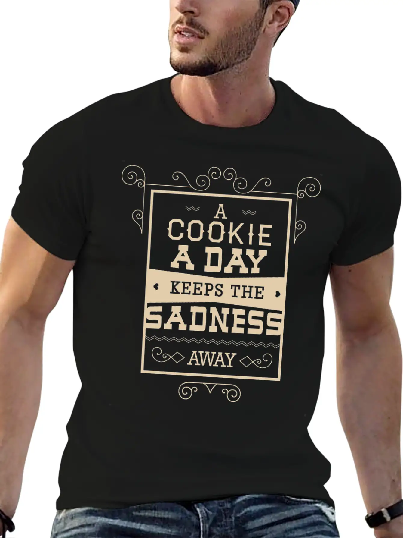 A Cookie A Day Keeps The Sadness Away Breathable Graphic T-Shirt – Perfect For Casual Days