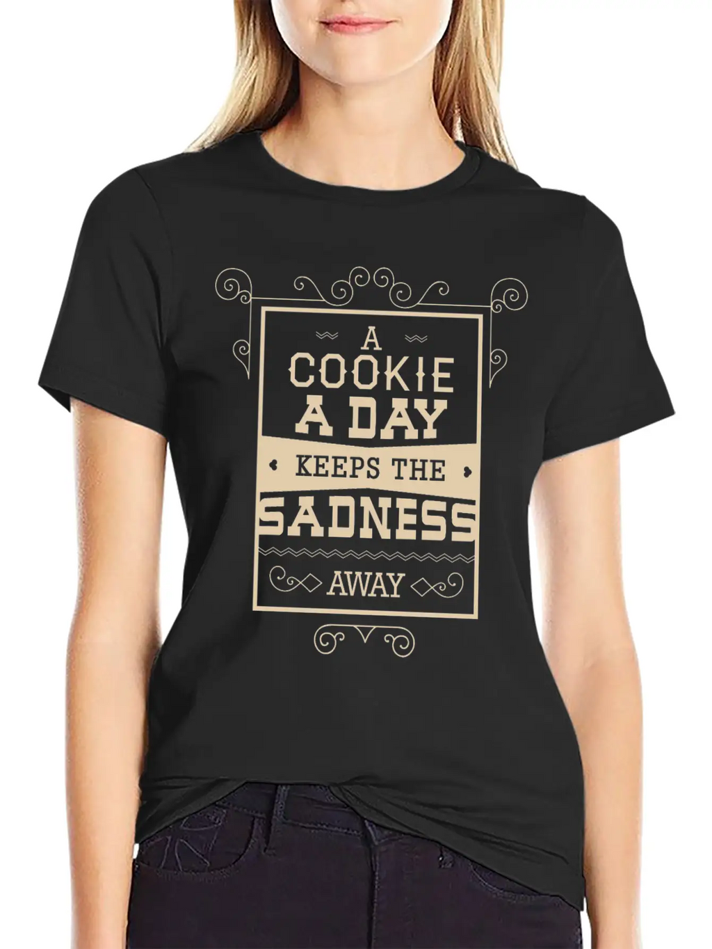 A Cookie A Day Keeps The Sadness Away Breathable Graphic T-Shirt – Perfect For Casual Days