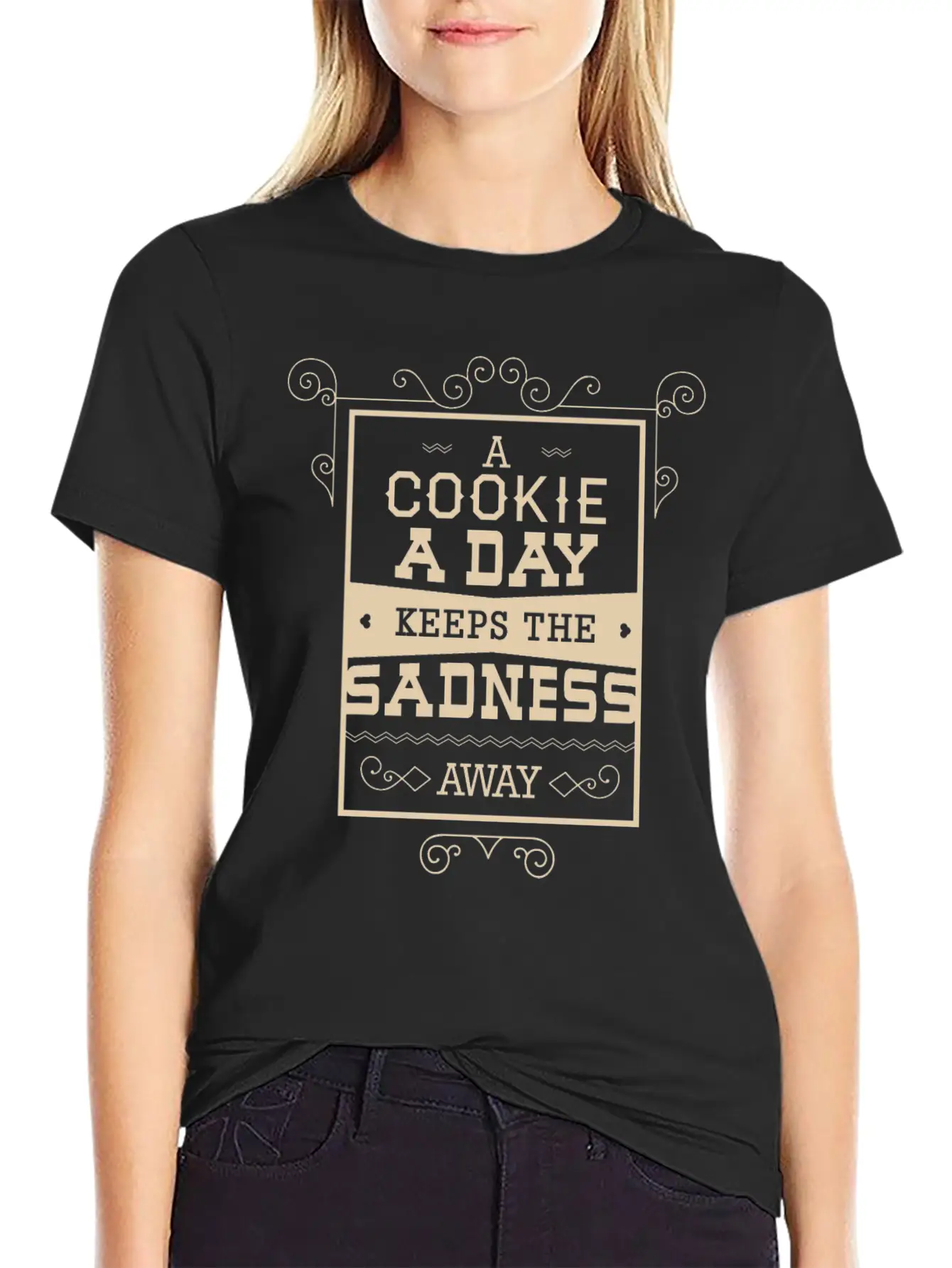 A Cookie A Day Keeps The Sadness Away Breathable Graphic T-Shirt – Perfect For Casual Days