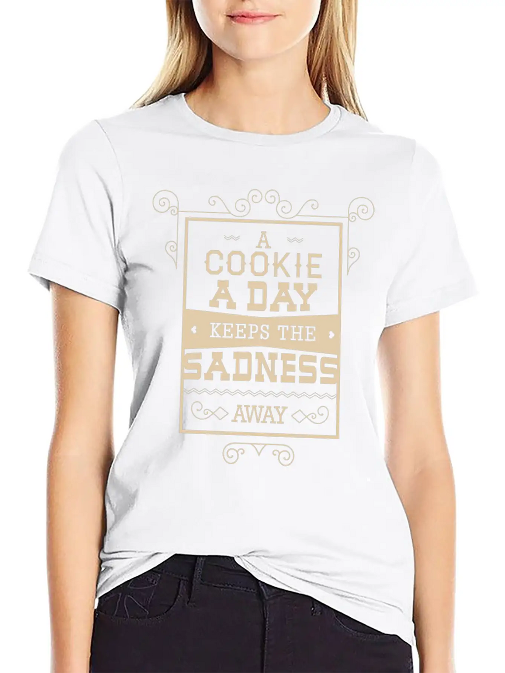 A Cookie A Day Keeps The Sadness Away Breathable Graphic T-Shirt – Perfect For Casual Days