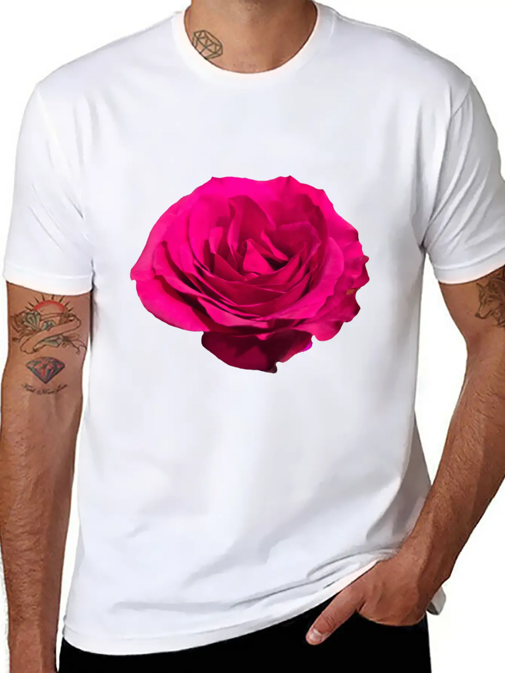 A Dark Pink Rose Filly Open In Full Bloom Sticker Breathable Graphic T-Shirt – Perfect For Casual Days