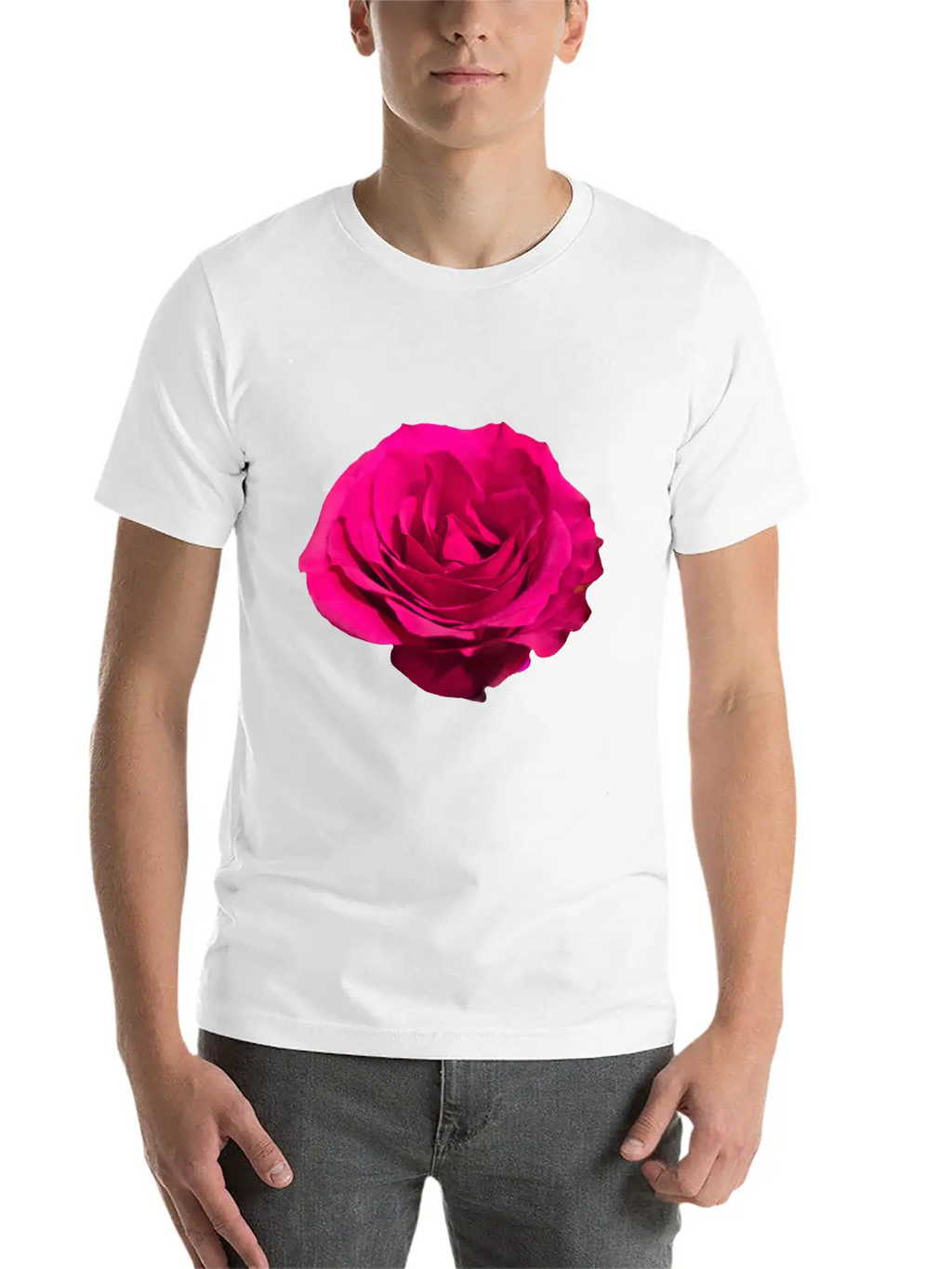 A Dark Pink Rose Filly Open In Full Bloom Sticker Breathable Graphic T-Shirt – Perfect For Casual Days