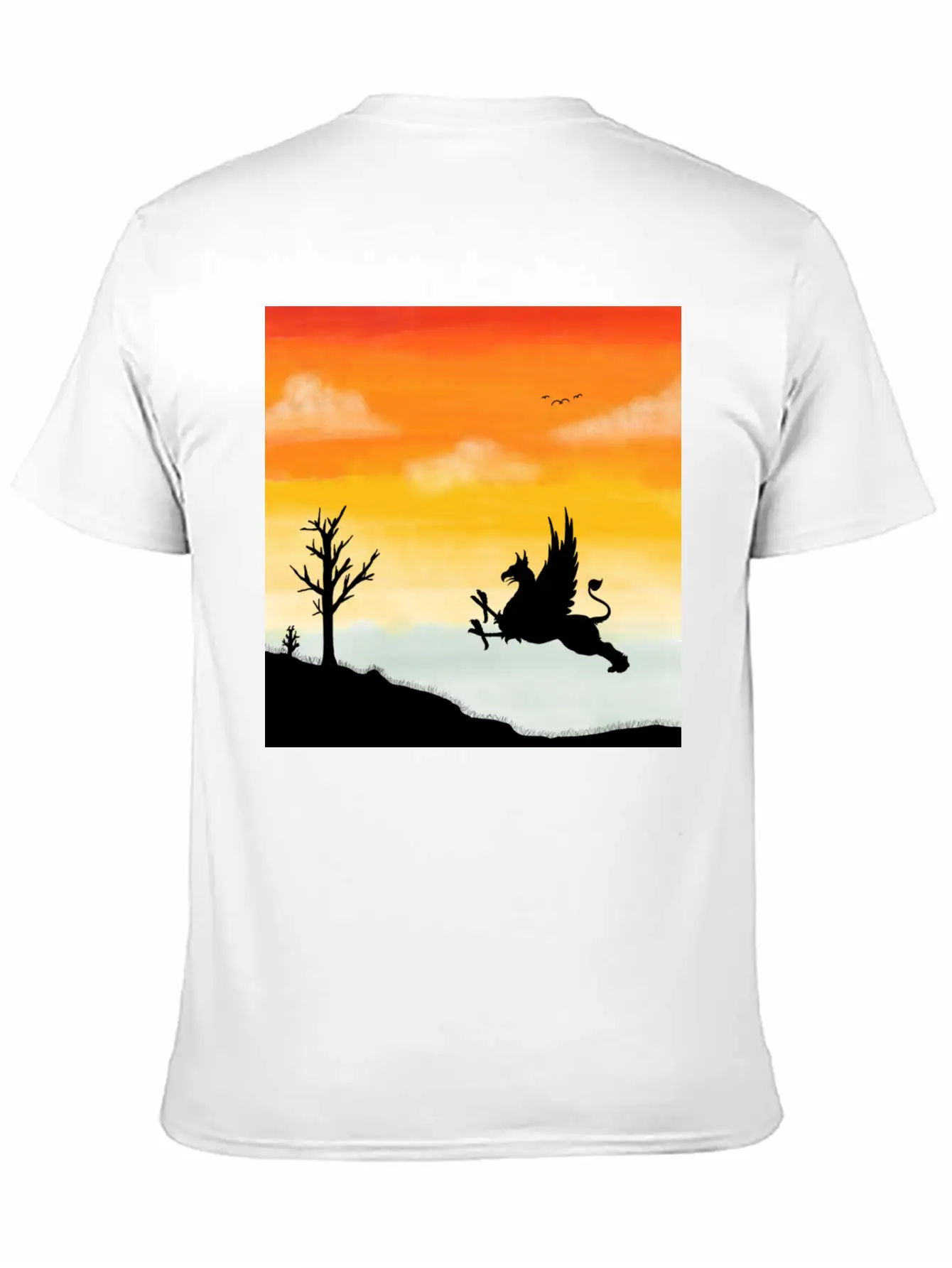 A Griffin In The Desert Sunset Basic Graphic T-Shirt – Daily Comfort In Soft Cotton