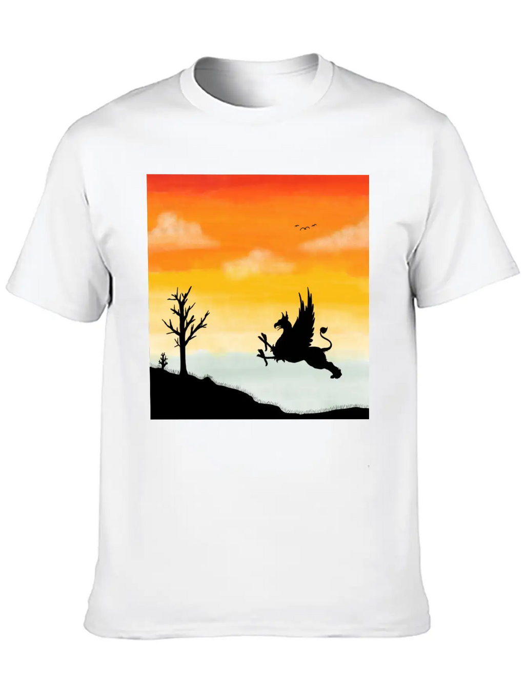 A Griffin In The Desert Sunset Basic Graphic T-Shirt – Daily Comfort In Soft Cotton