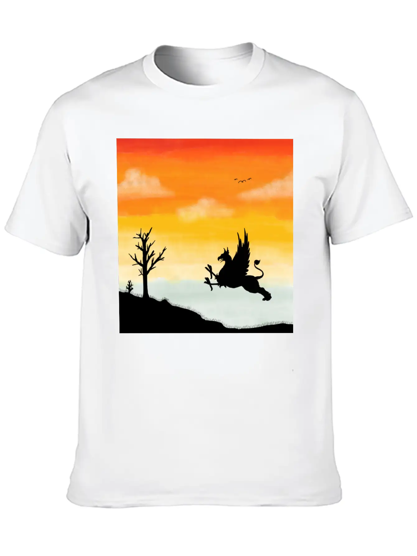A Griffin In The Desert Sunset Basic Graphic T-Shirt – Daily Comfort In Soft Cotton