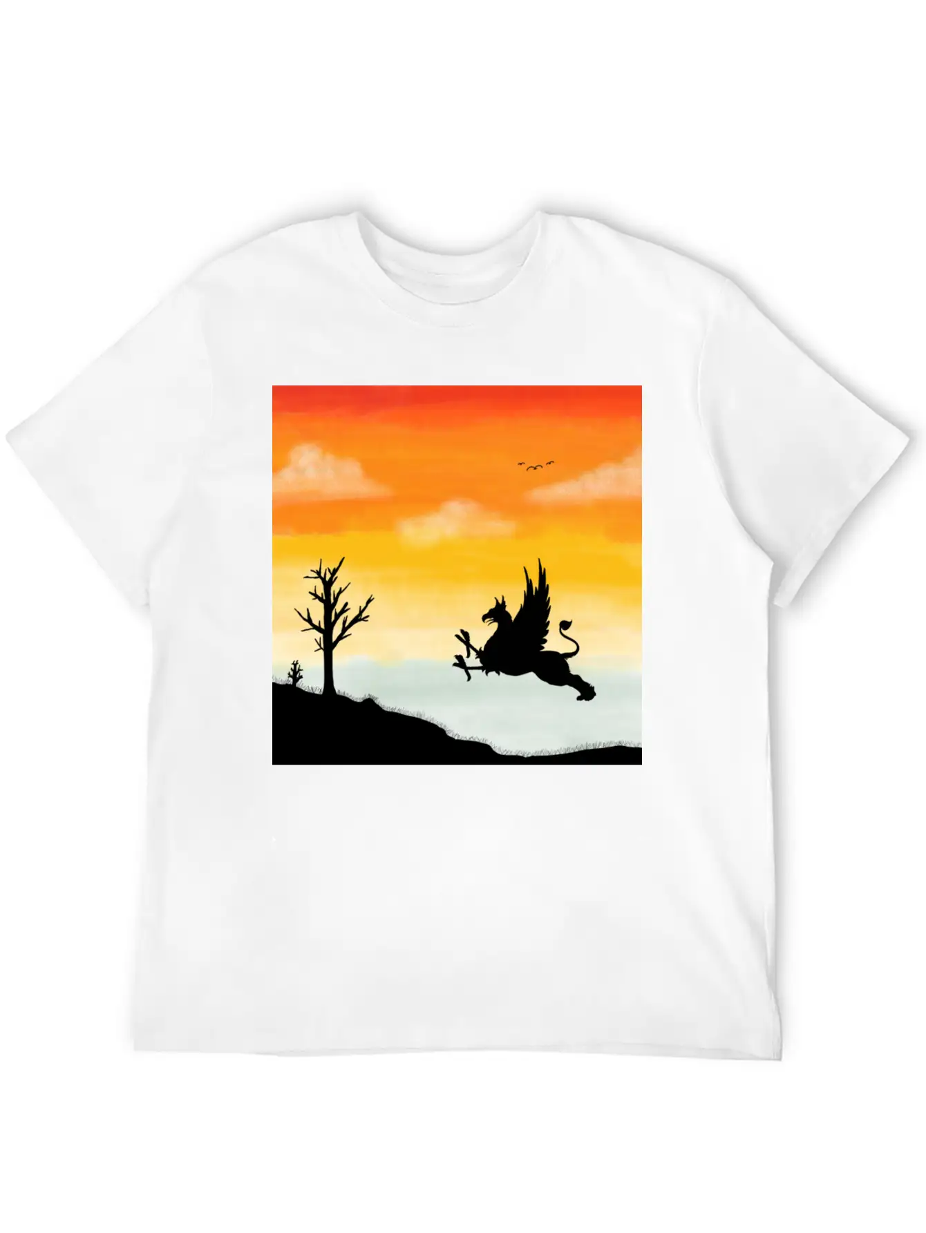 A Griffin In The Desert Sunset Basic Graphic T-Shirt – Daily Comfort In Soft Cotton