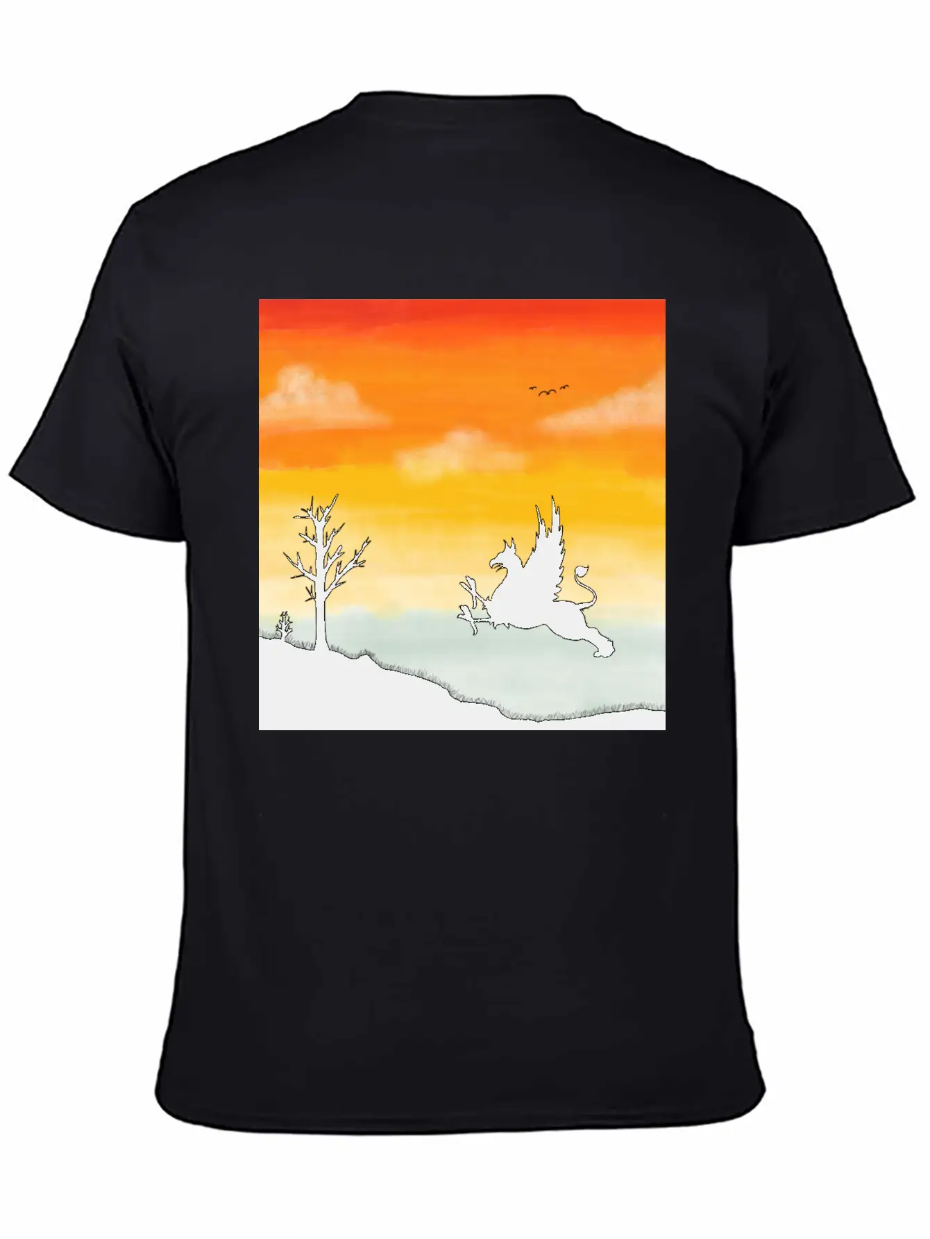 A Griffin In The Desert Sunset Basic Graphic T-Shirt – Daily Comfort In Soft Cotton