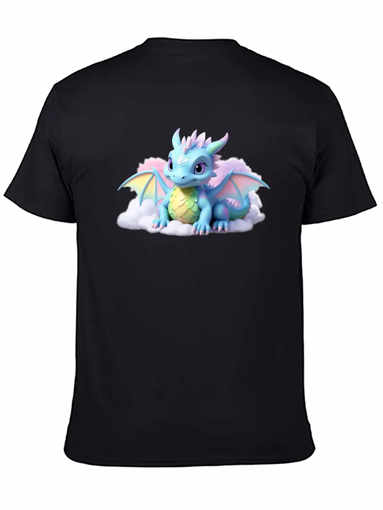 A Pastel Colored Baby Dragon On A Cloud Stylish Everyday T-Shirt – Unisex Basic Cotton Tee