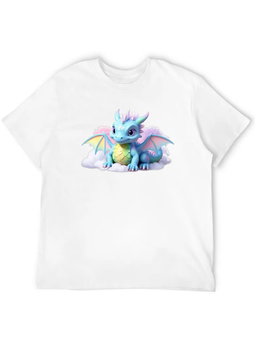 A Pastel Colored Baby Dragon On A Cloud Stylish Everyday T-Shirt – Unisex Basic Cotton Tee