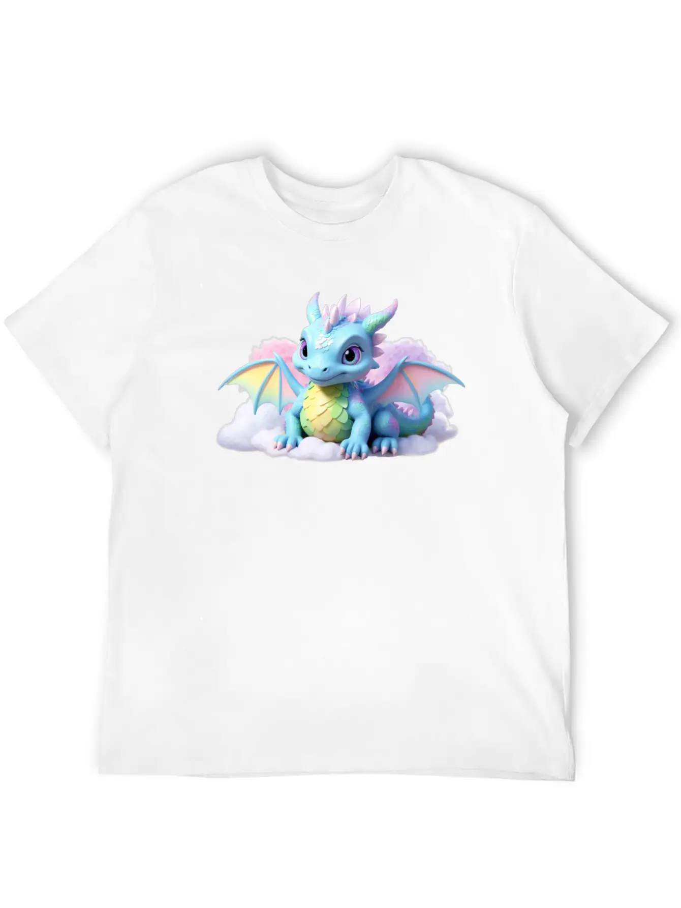 A Pastel Colored Baby Dragon On A Cloud Stylish Everyday T-Shirt – Unisex Basic Cotton Tee