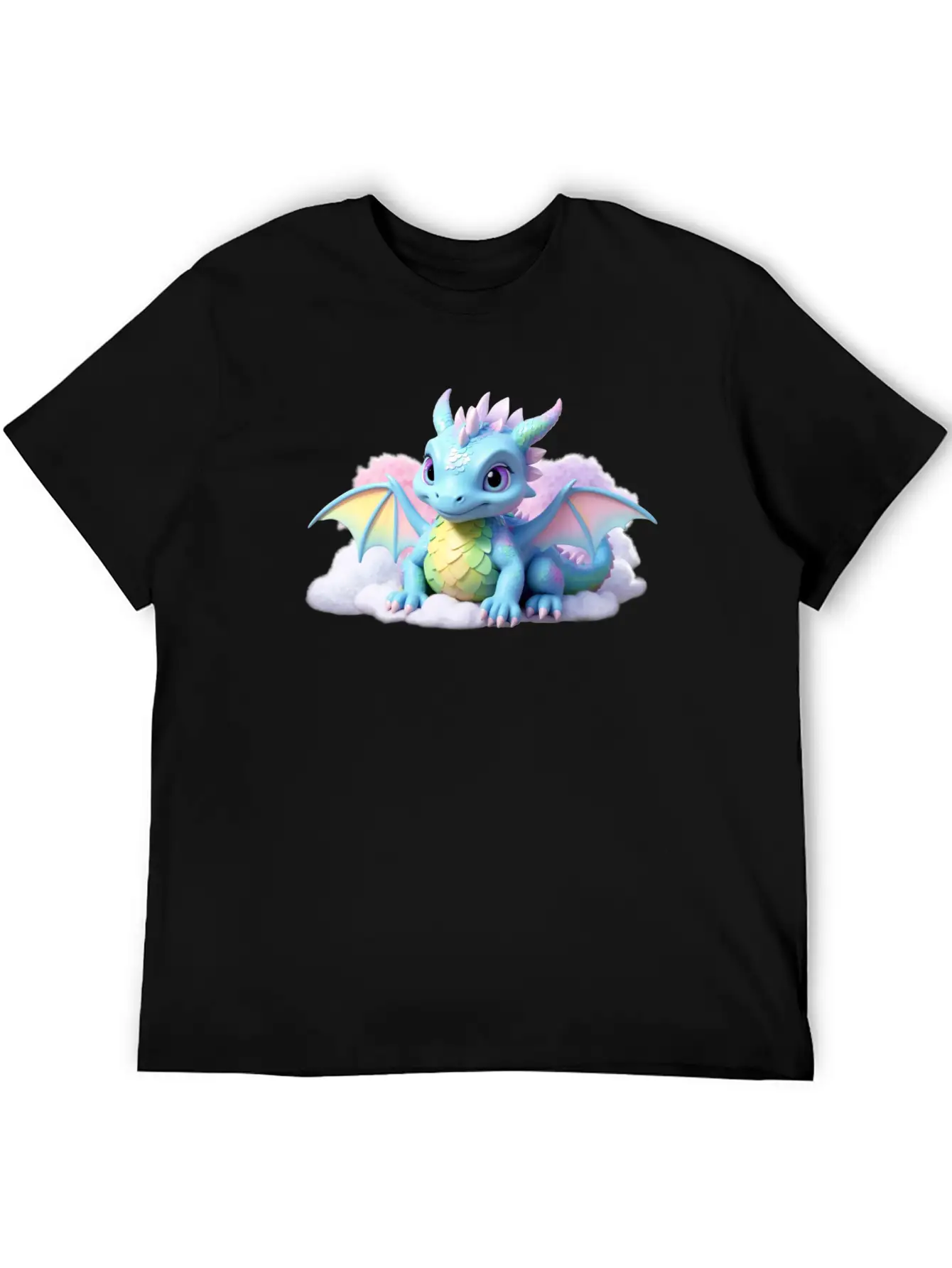 A Pastel Colored Baby Dragon On A Cloud Stylish Everyday T-Shirt – Unisex Basic Cotton Tee