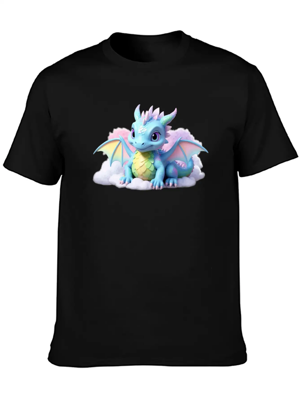 A Pastel Colored Baby Dragon On A Cloud Stylish Everyday T-Shirt – Unisex Basic Cotton Tee