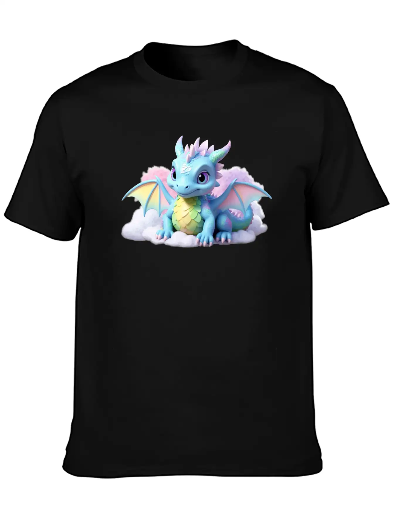 A Pastel Colored Baby Dragon On A Cloud Stylish Everyday T-Shirt – Unisex Basic Cotton Tee