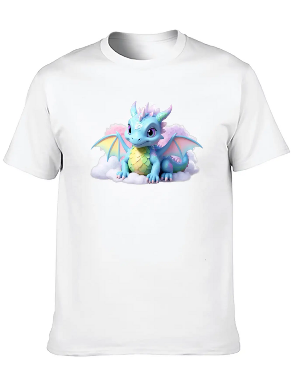 A Pastel Colored Baby Dragon On A Cloud Stylish Everyday T-Shirt – Unisex Basic Cotton Tee
