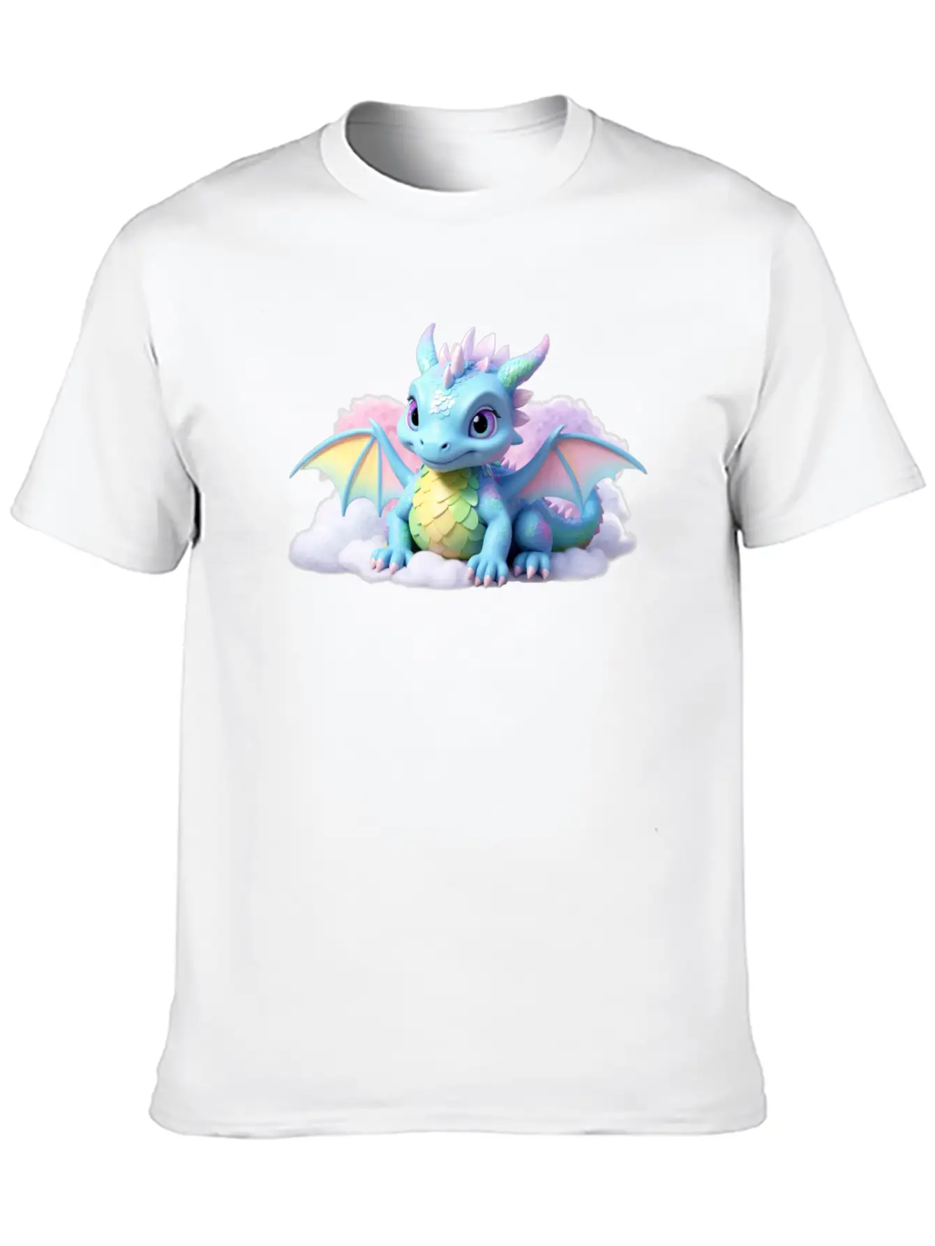 A Pastel Colored Baby Dragon On A Cloud Stylish Everyday T-Shirt – Unisex Basic Cotton Tee