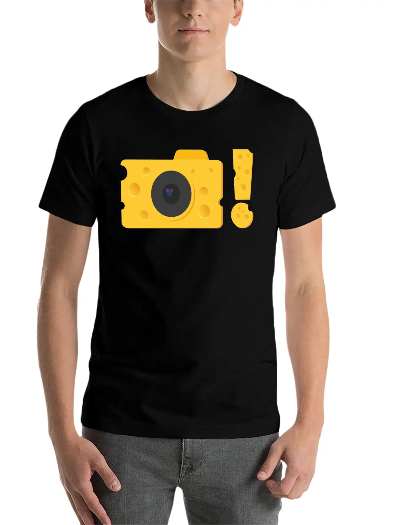 A Piece Of Cheese Camera Breathable Graphic T-Shirt – Perfect For Casual Days