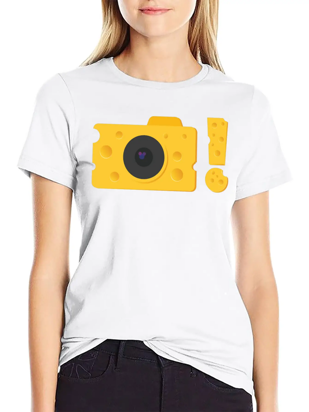 A Piece Of Cheese Camera Breathable Graphic T-Shirt – Perfect For Casual Days