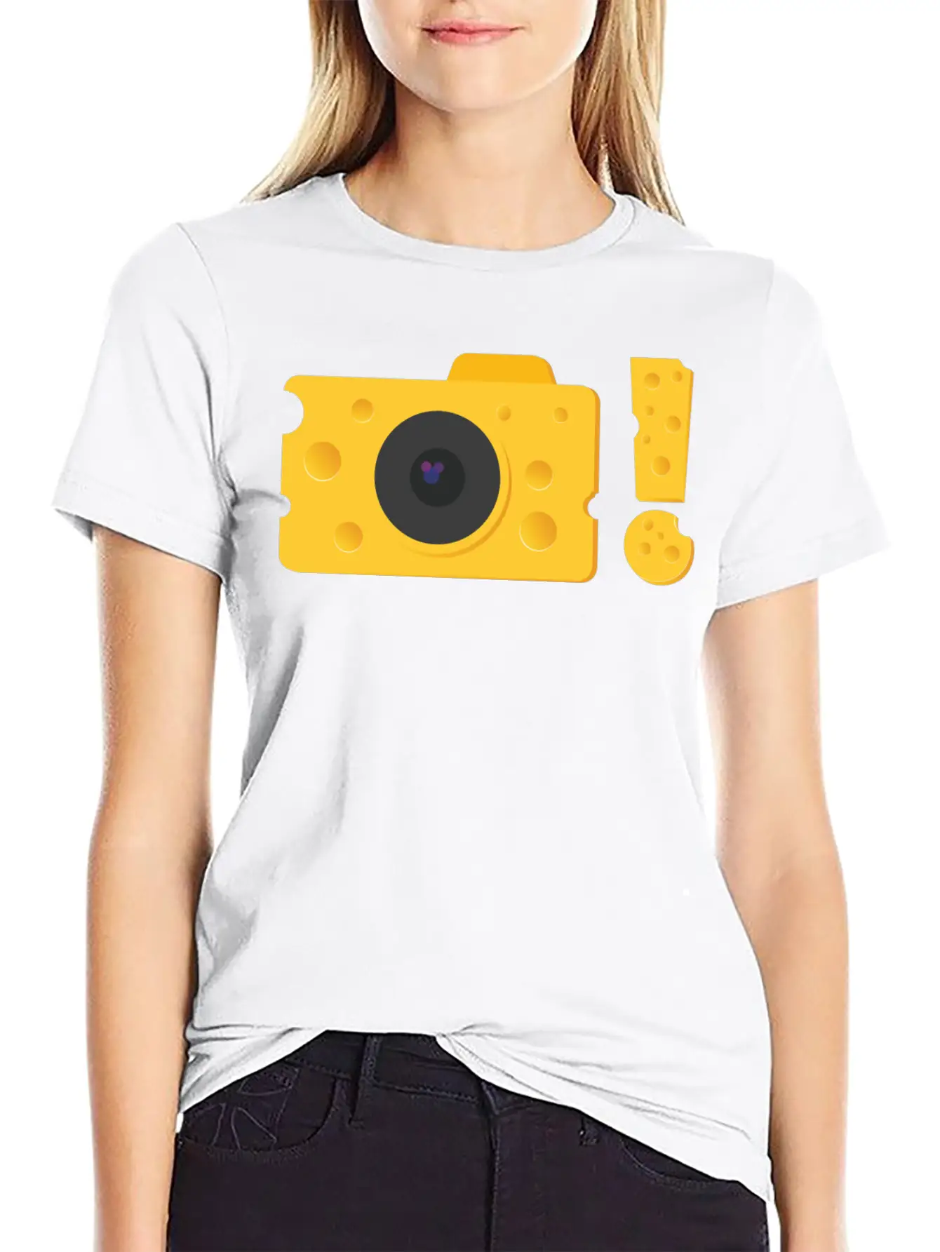 A Piece Of Cheese Camera Breathable Graphic T-Shirt – Perfect For Casual Days