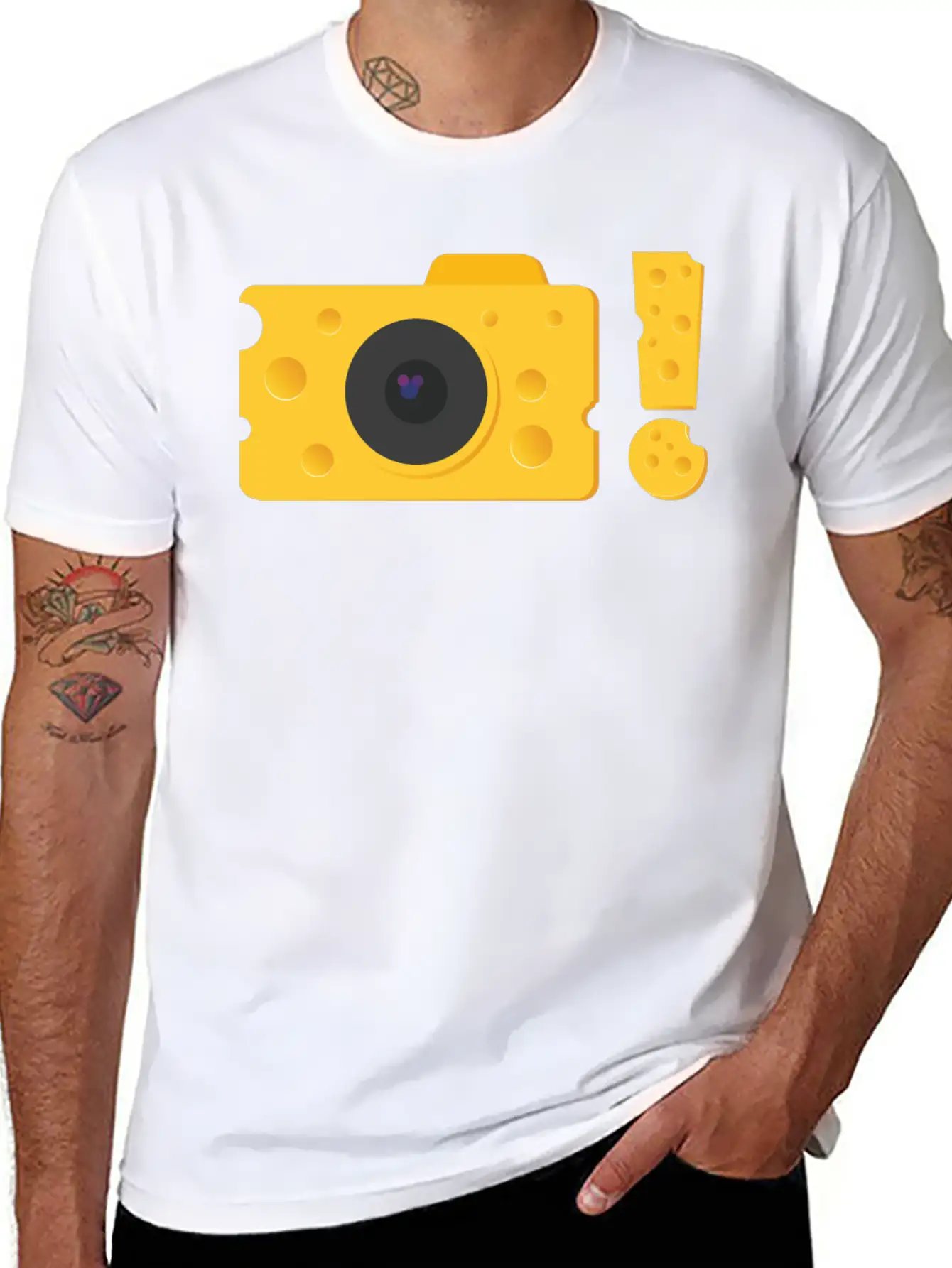 A Piece Of Cheese Camera Breathable Graphic T-Shirt – Perfect For Casual Days