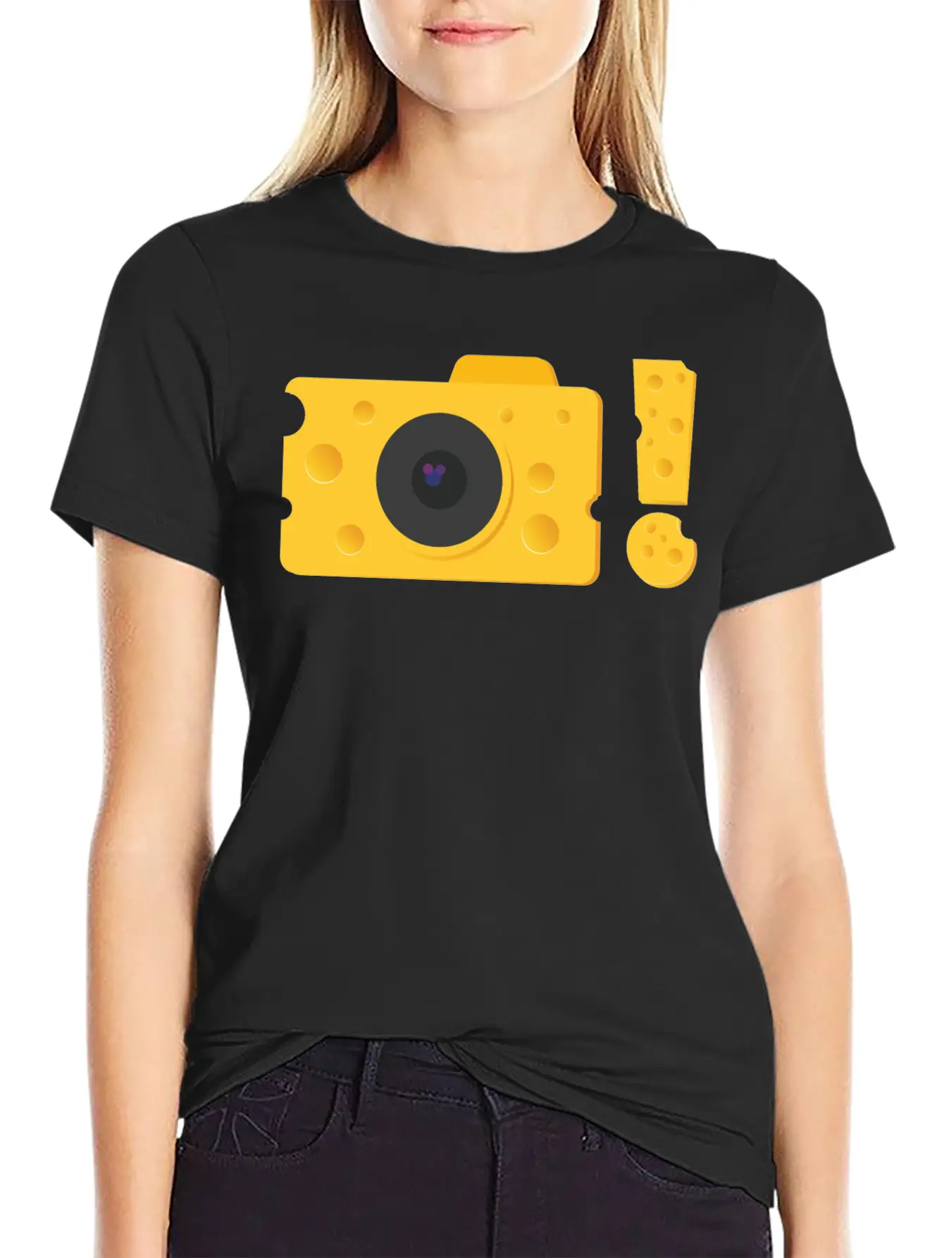 A Piece Of Cheese Camera Breathable Graphic T-Shirt – Perfect For Casual Days