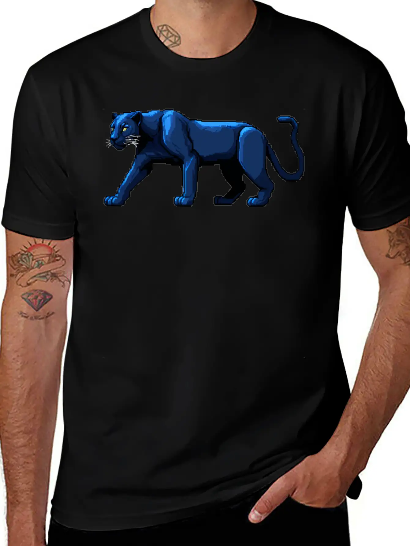 A Pixel Art Of A Panther Unisex Casual T-Shirt – Clean Design For Daily Comfort