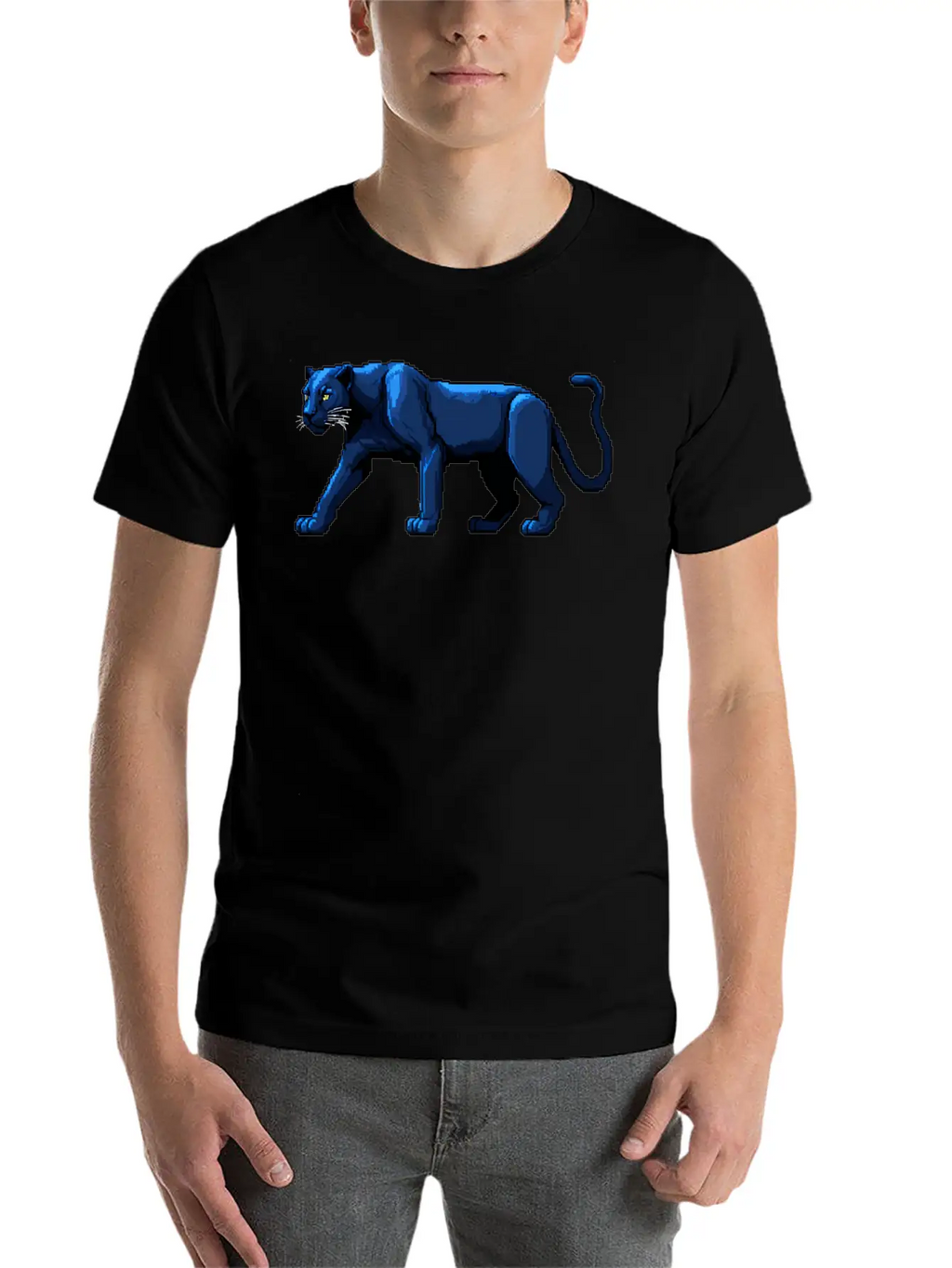A Pixel Art Of A Panther Unisex Casual T-Shirt – Clean Design For Daily Comfort