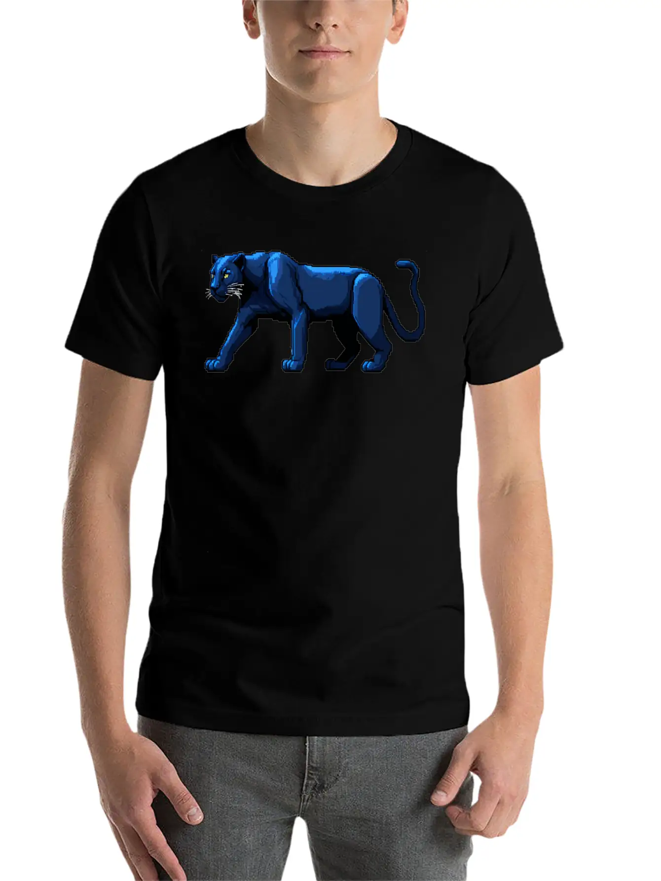 A Pixel Art Of A Panther Unisex Casual T-Shirt – Clean Design For Daily Comfort