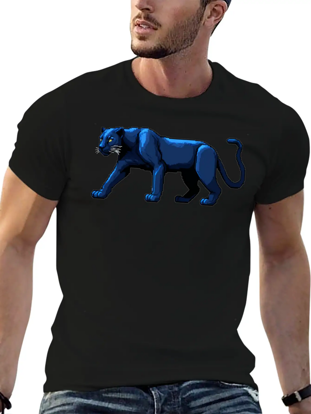 A Pixel Art Of A Panther Unisex Casual T-Shirt – Clean Design For Daily Comfort