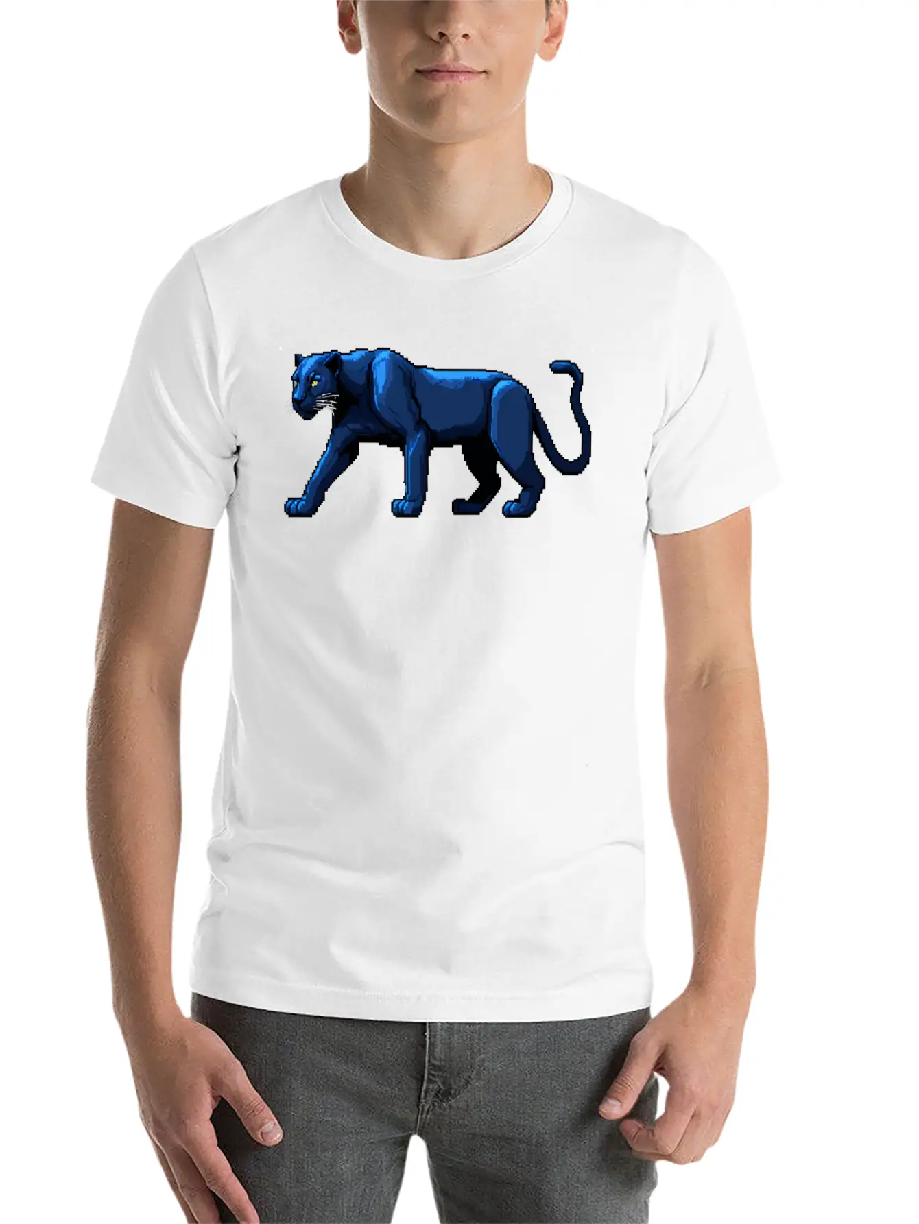 A Pixel Art Of A Panther Unisex Casual T-Shirt – Clean Design For Daily Comfort