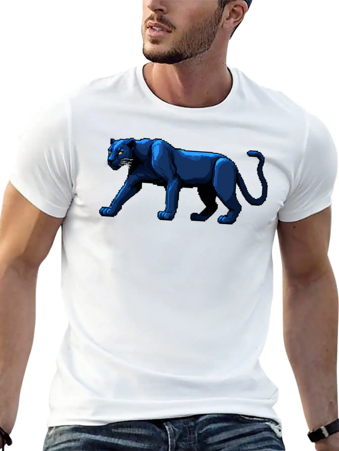 A Pixel Art Of A Panther Unisex Casual T-Shirt – Clean Design For Daily Comfort