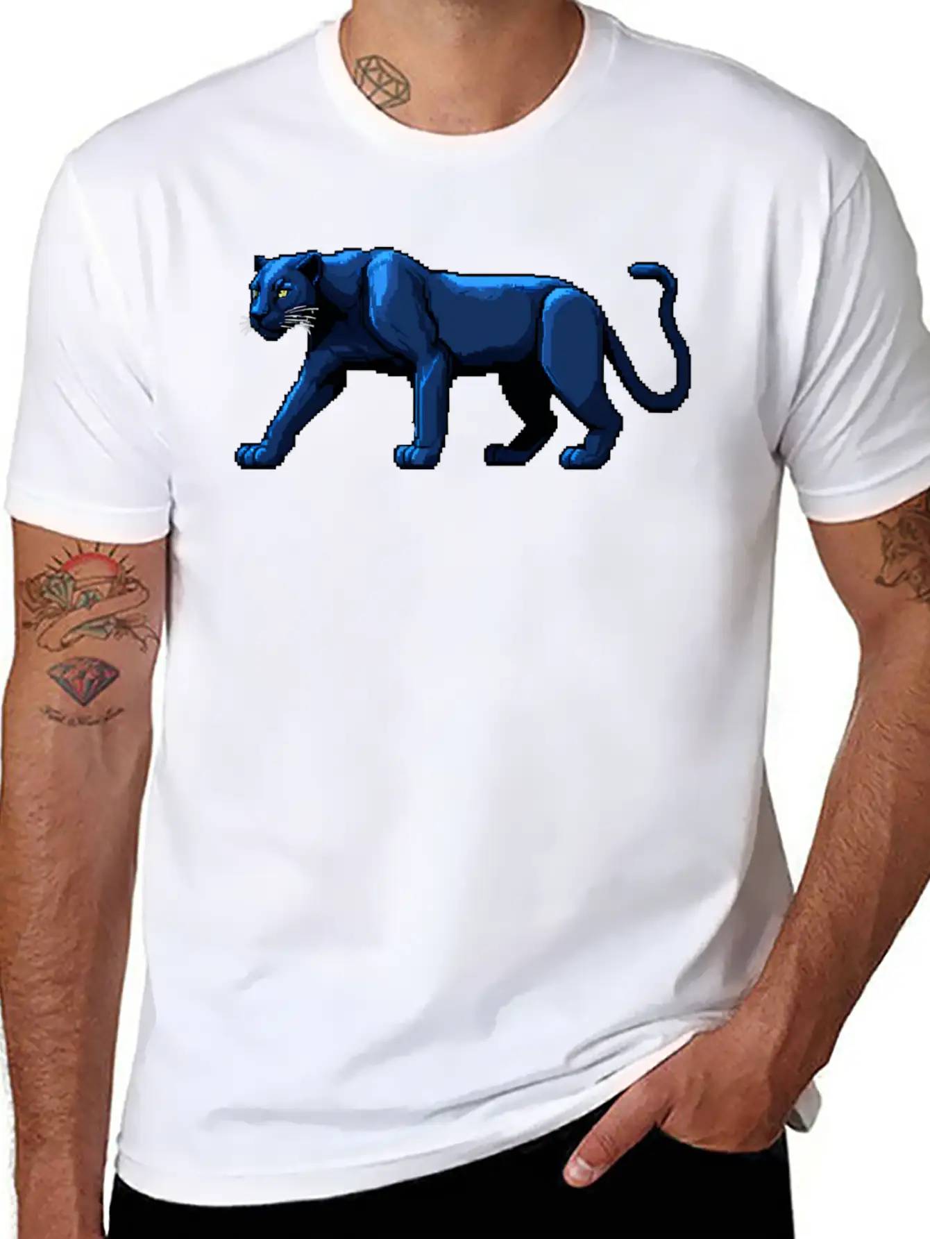 A Pixel Art Of A Panther Unisex Casual T-Shirt – Clean Design For Daily Comfort