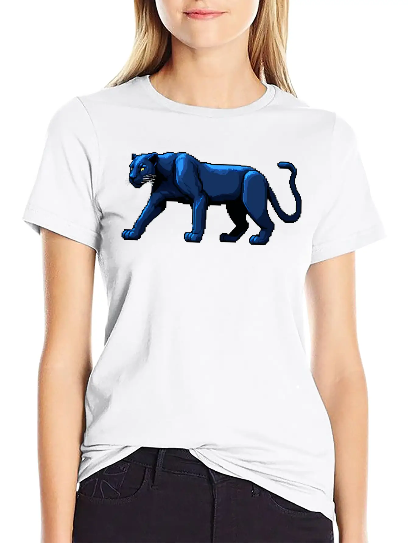 A Pixel Art Of A Panther Unisex Casual T-Shirt – Clean Design For Daily Comfort