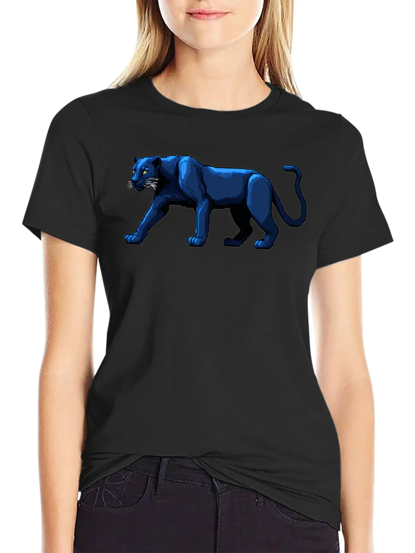 A Pixel Art Of A Panther Unisex Casual T-Shirt – Clean Design For Daily Comfort