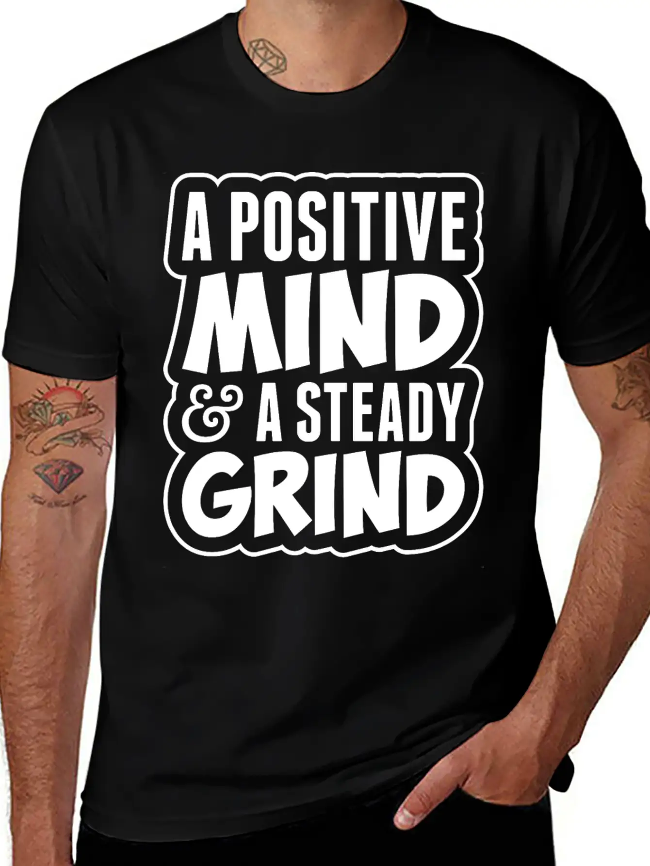 A Positive Mind And Steady Grind Tshirt Timeless Short Sleeve Tee – Comfy And Minimalist Design