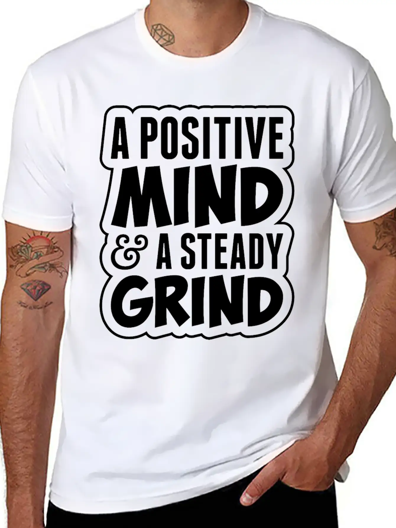 A Positive Mind And Steady Grind Tshirt Timeless Short Sleeve Tee – Comfy And Minimalist Design