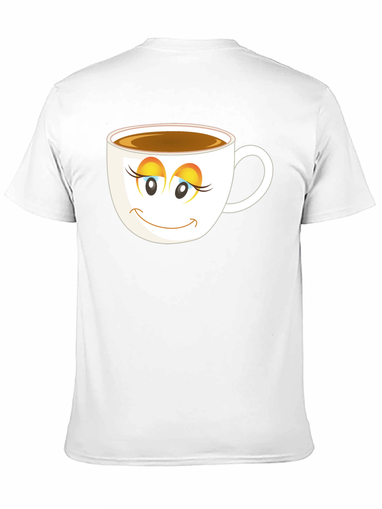 Coffee Cup Face T-Shirt - Black Cotton Blend Casual Tee