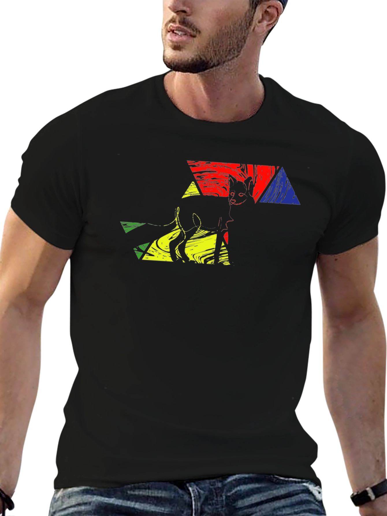 Abstract Cat Art Graphic T-Shirt