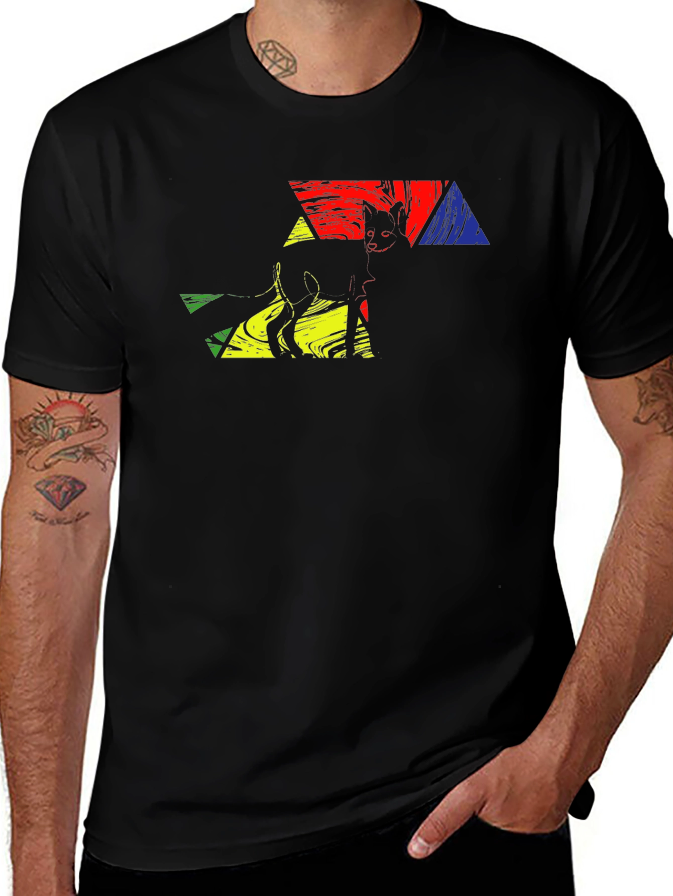 Abstract Cat Art Graphic T-Shirt