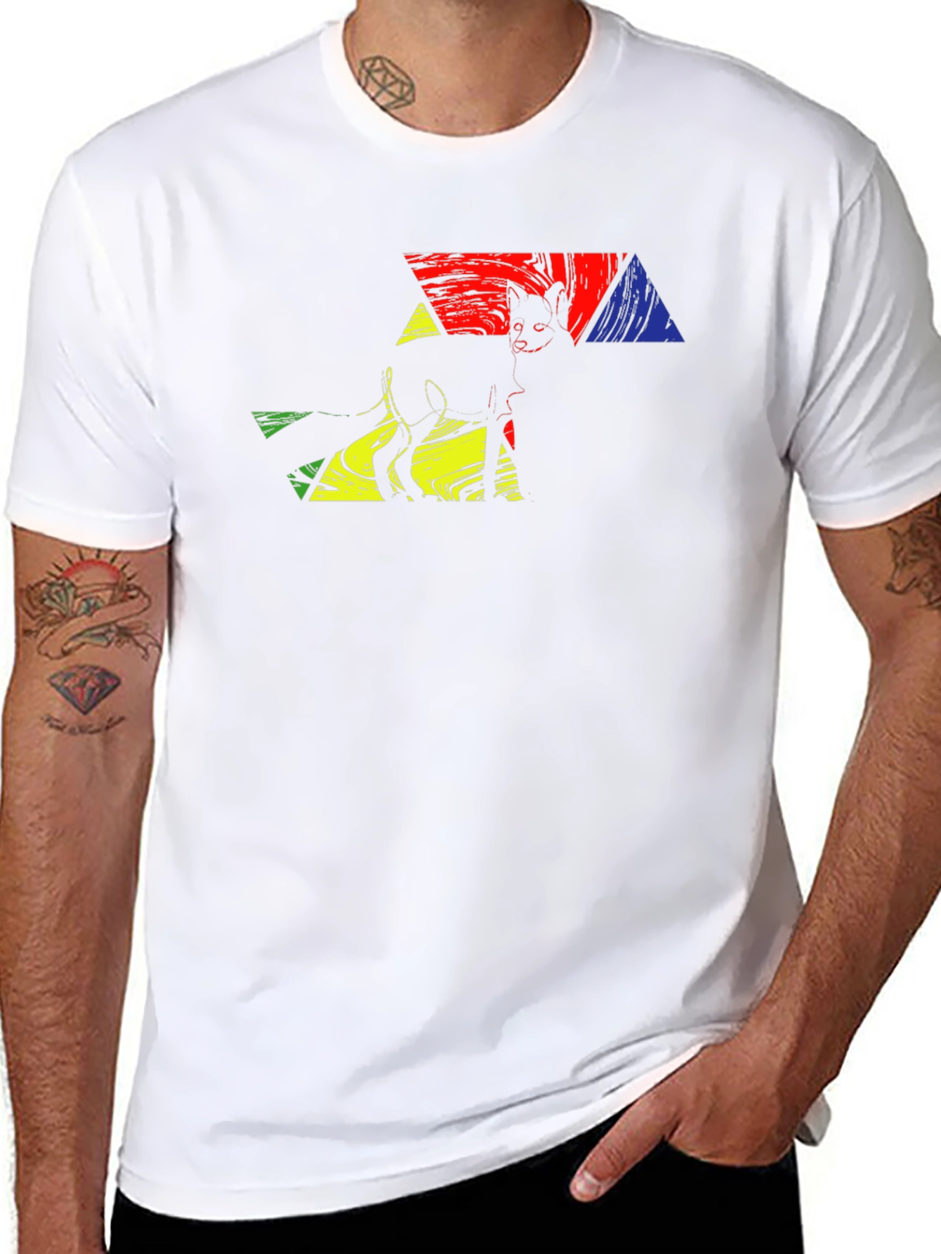 Abstract Cat Art Graphic T-Shirt