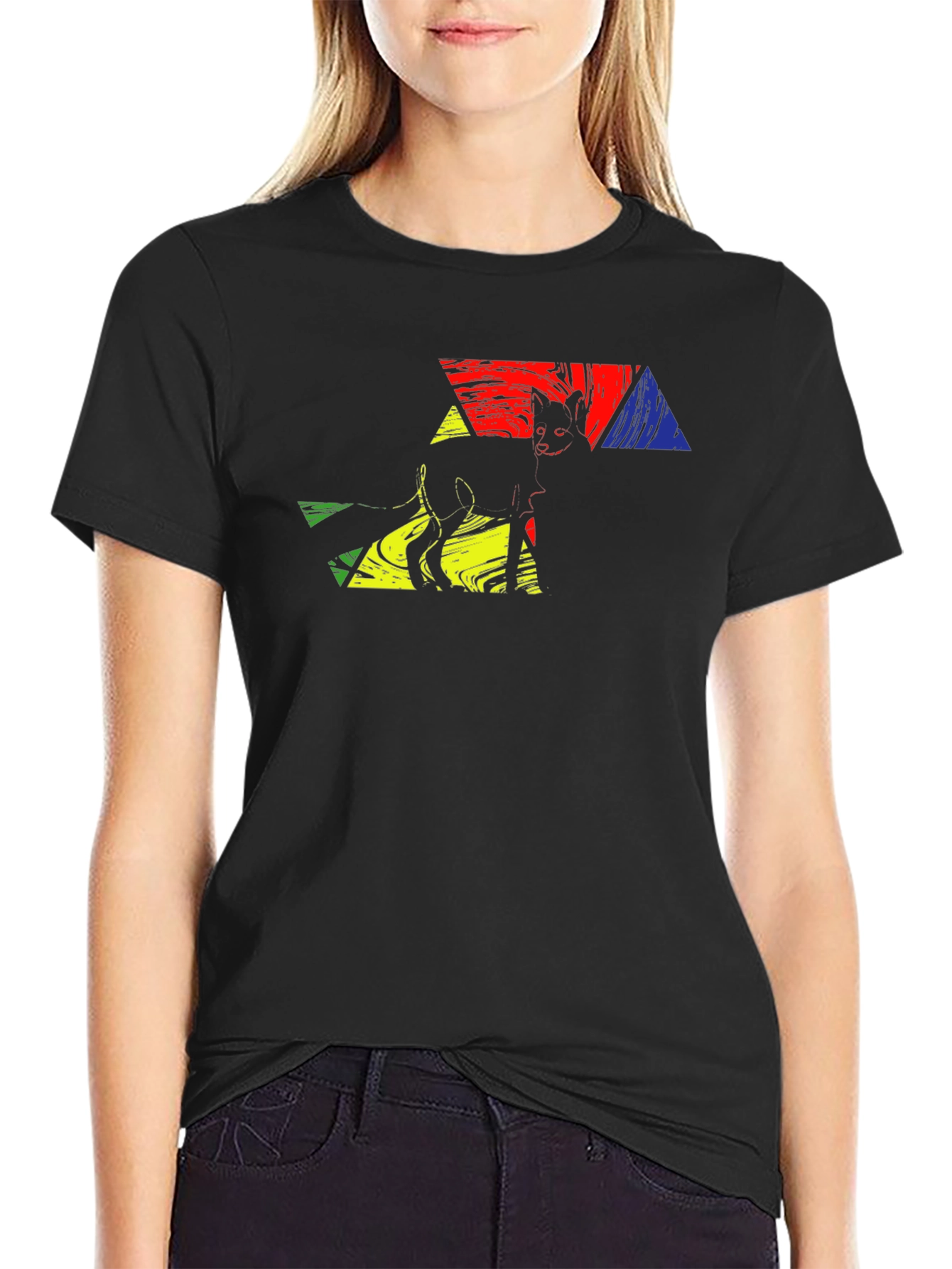 Abstract Cat Art Graphic T-Shirt